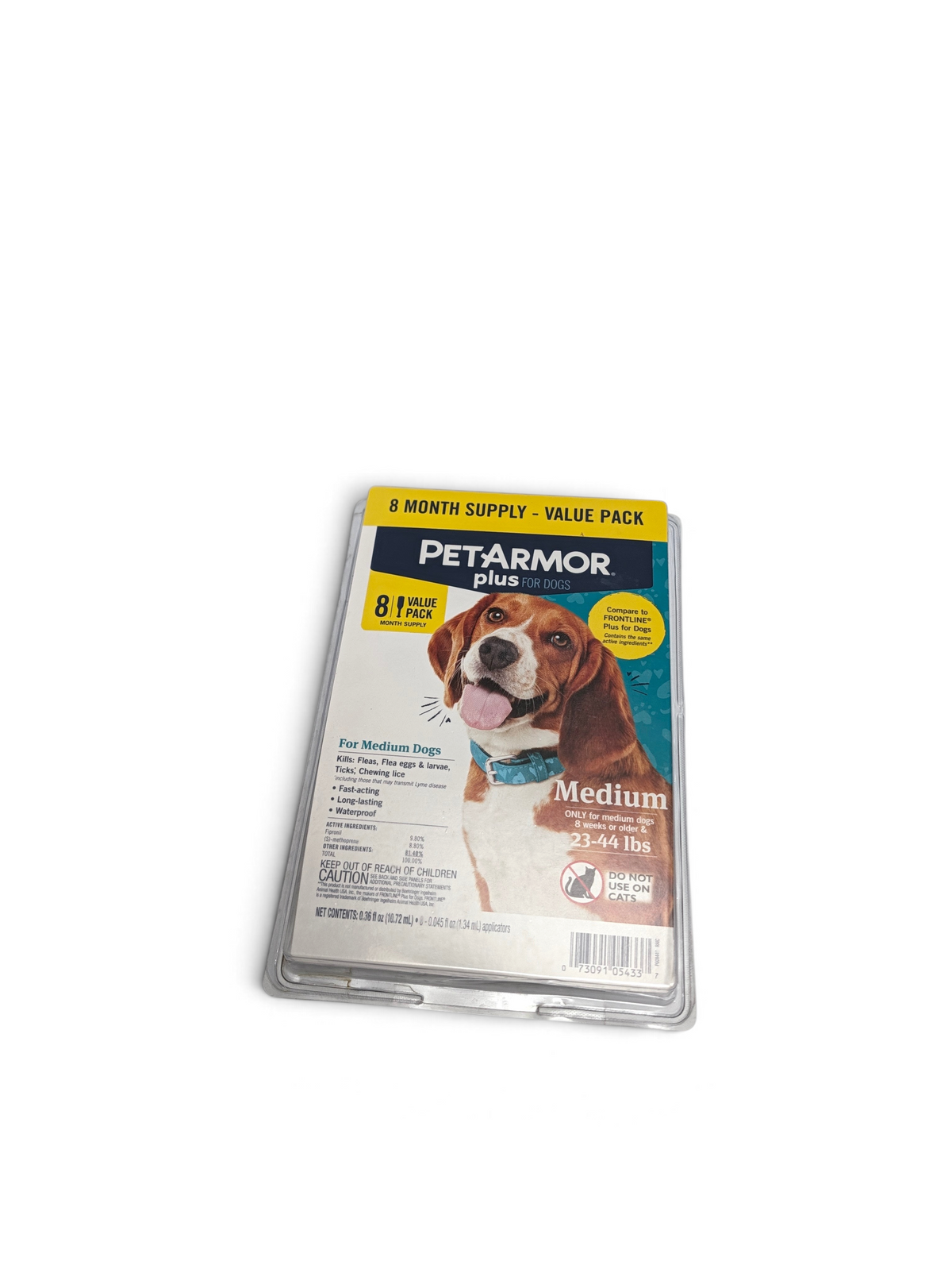 WT Outlets PetArmor Plus flea and tick treatment 8-pack for medium dogs weighing 23 to 44 pounds