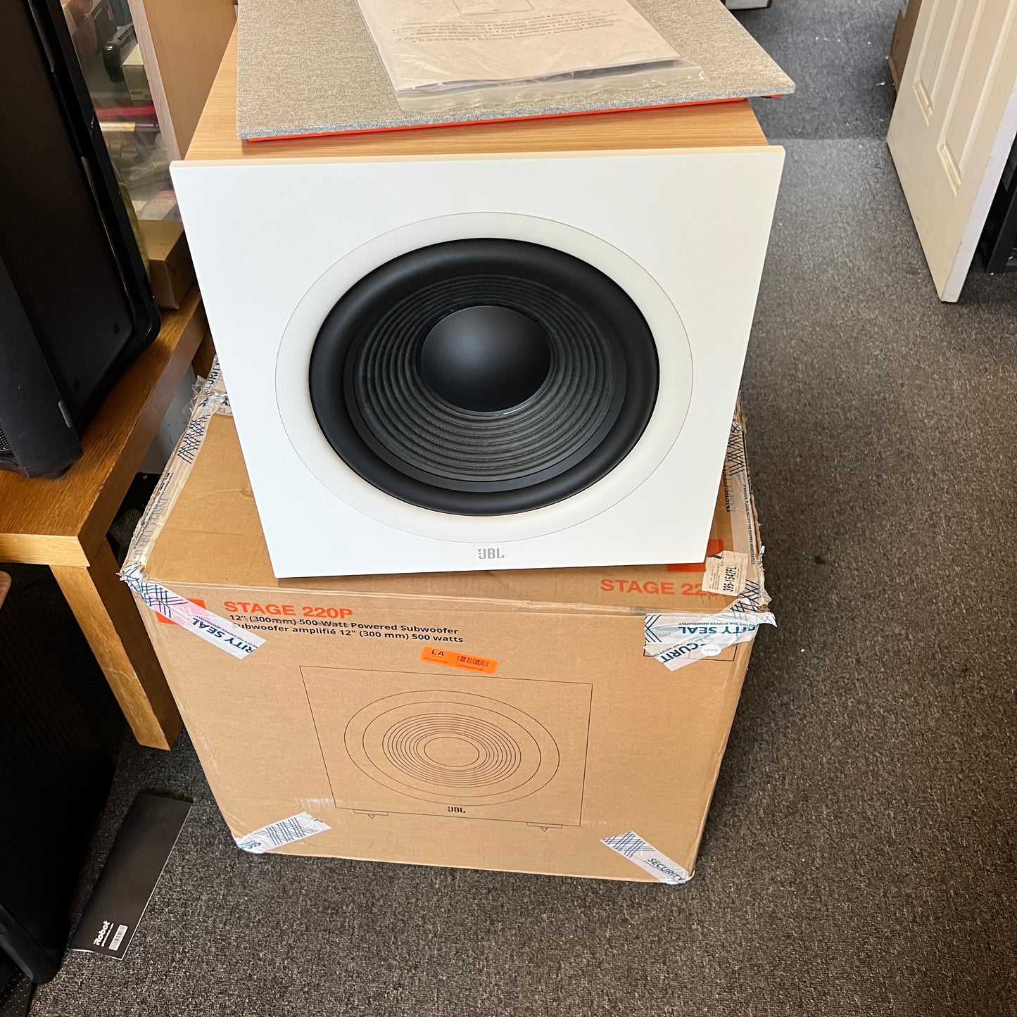JBL - Stage 220P 12-Inch Powered Subwoofer - Latte