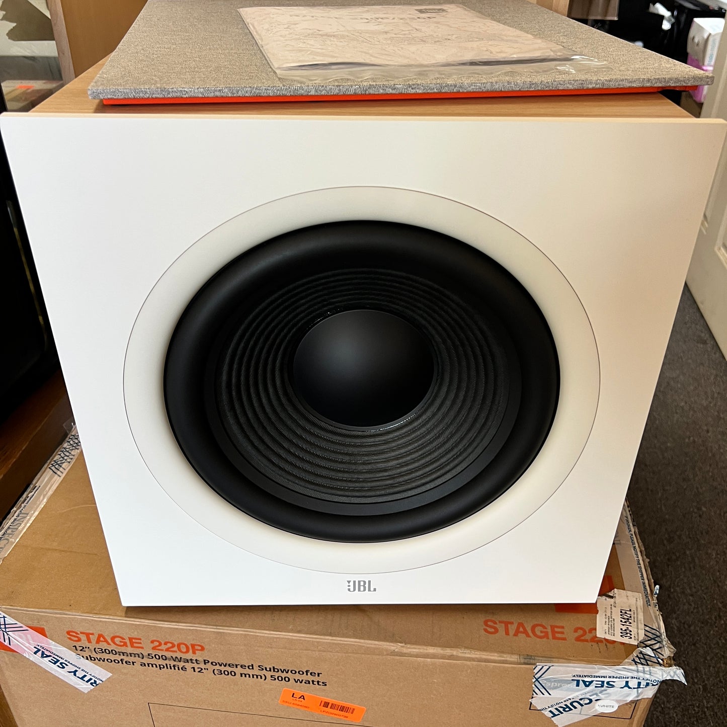 JBL - Stage 220P 12-Inch Powered Subwoofer - Latte