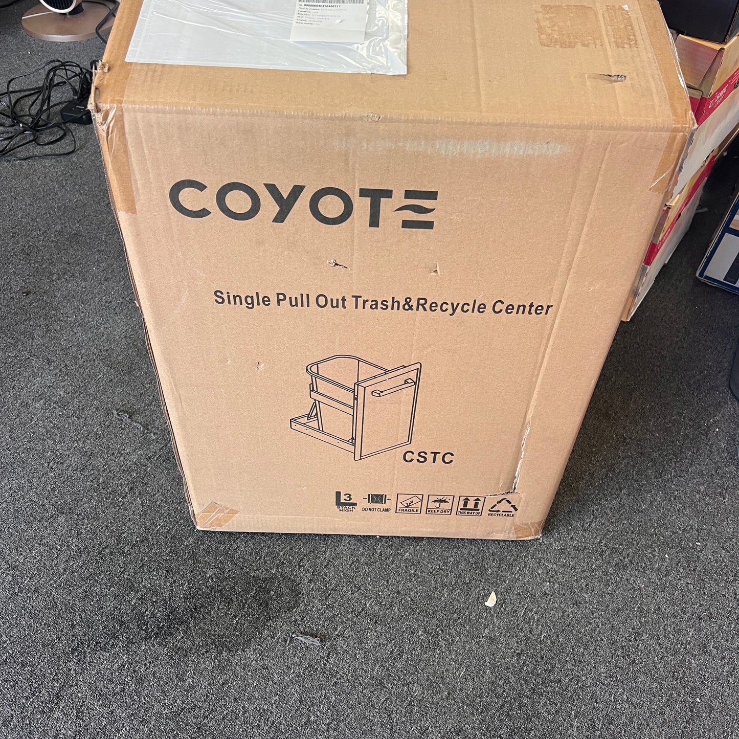 Coyote - 13-Gal. Touchless Pull Out Trash and Recycling Bin - Stainless Steel