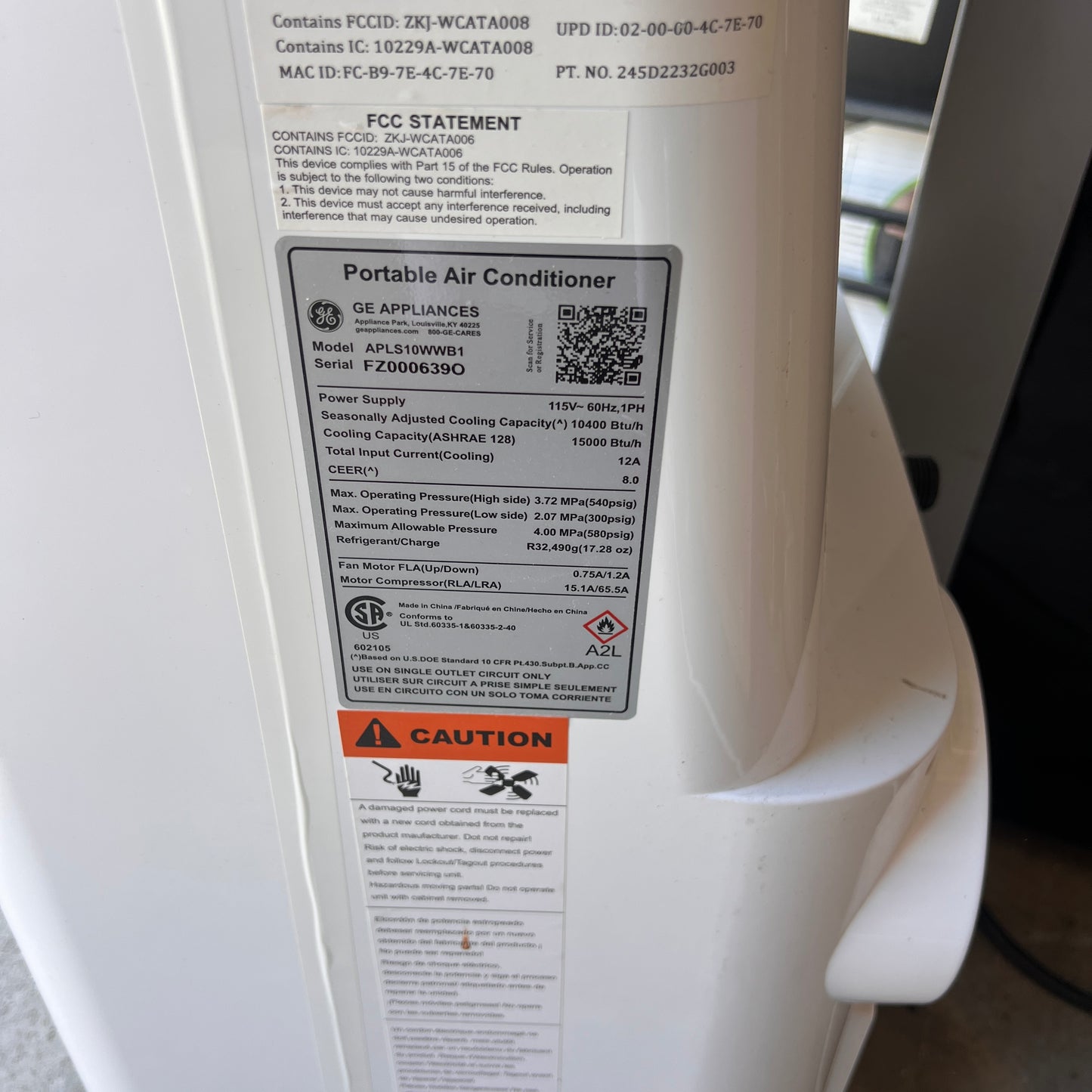GE - 450 Sq. Ft. 10,400 BTU Portable AC (used)