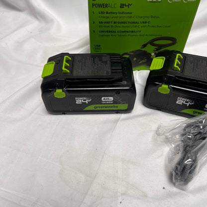 2 Greenworks Powerall 24v Batteries - 4AH