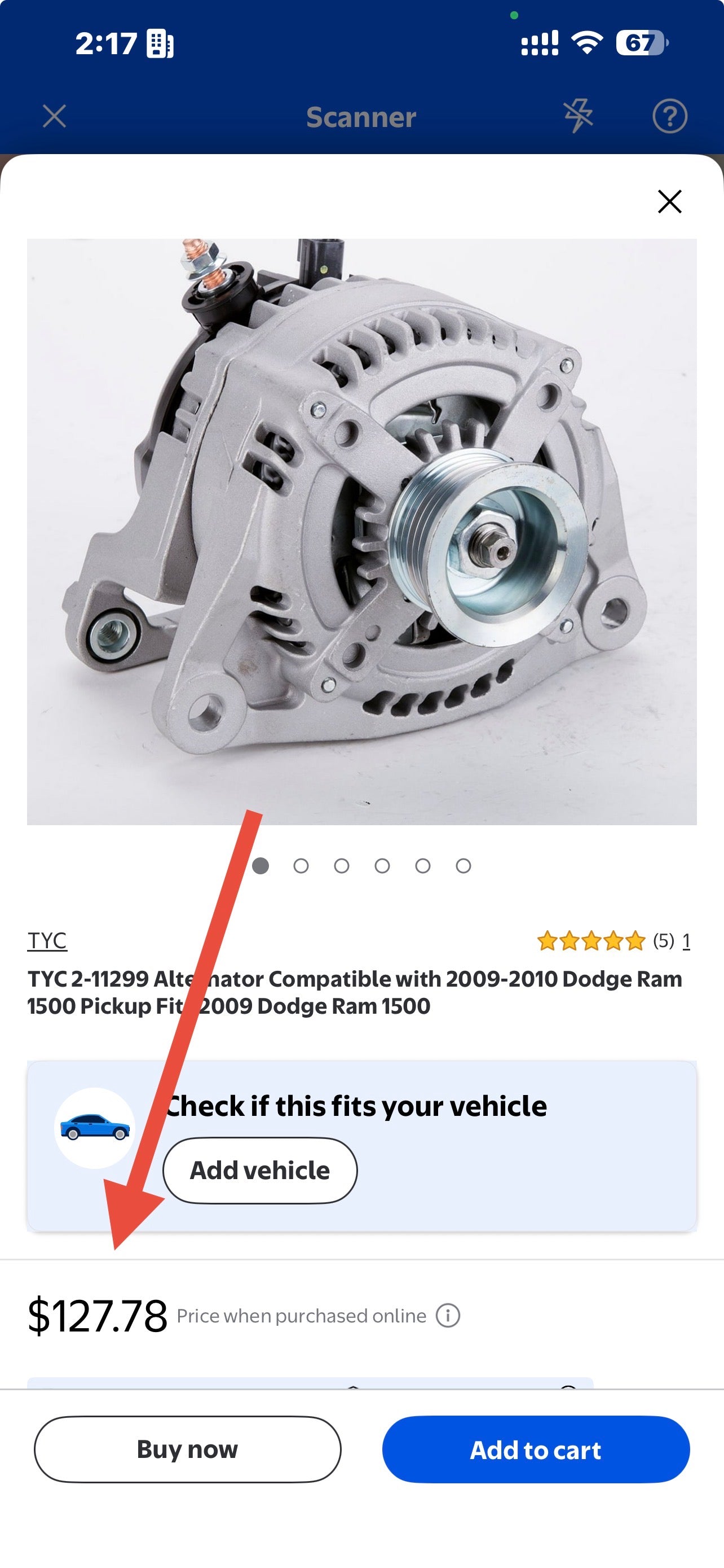 TYC 11299 Alternator for 2009-2010 Dodge RAM 1500
