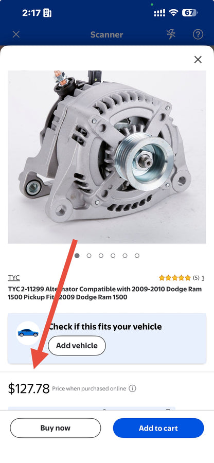 TYC 11299 Alternator for 2009-2010 Dodge RAM 1500