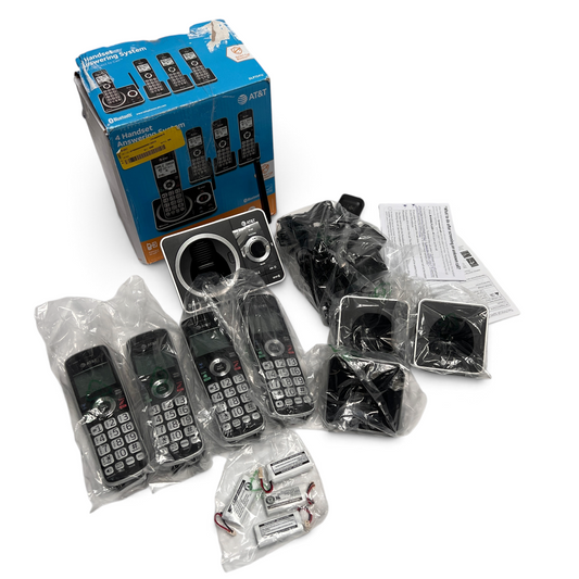 WT Outlets AT&T 4-handset cordless phone system with answering machine and Bluetooth connectivity in original box