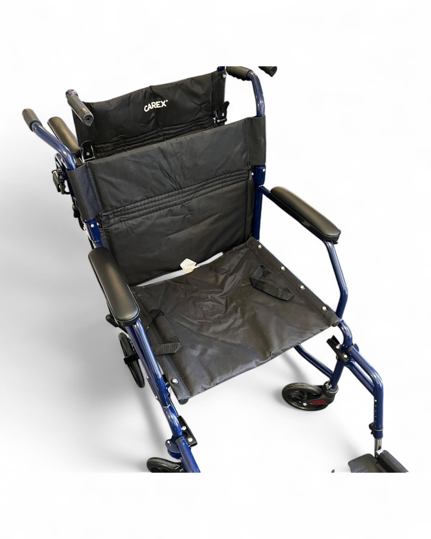 Carex Transport Wheelchair With 19 inch Seat Folding Transport Chair with Foot Rests