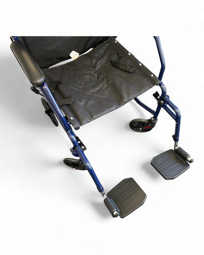 Carex Transport Wheelchair With 19 inch Seat Folding Transport Chair with Foot Rests