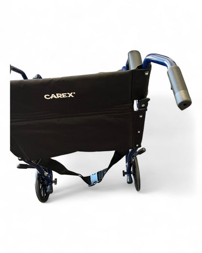 Carex Transport Wheelchair With 19 inch Seat Folding Transport Chair with Foot Rests