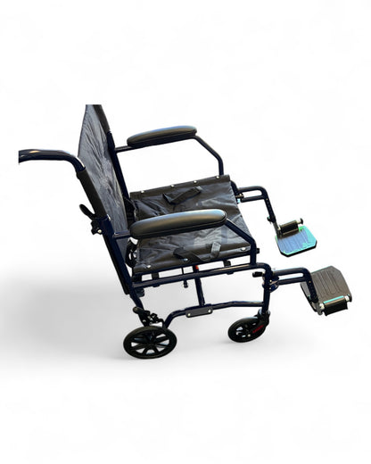 Carex Transport Wheelchair With 19 inch Seat Folding Transport Chair with Foot Rests