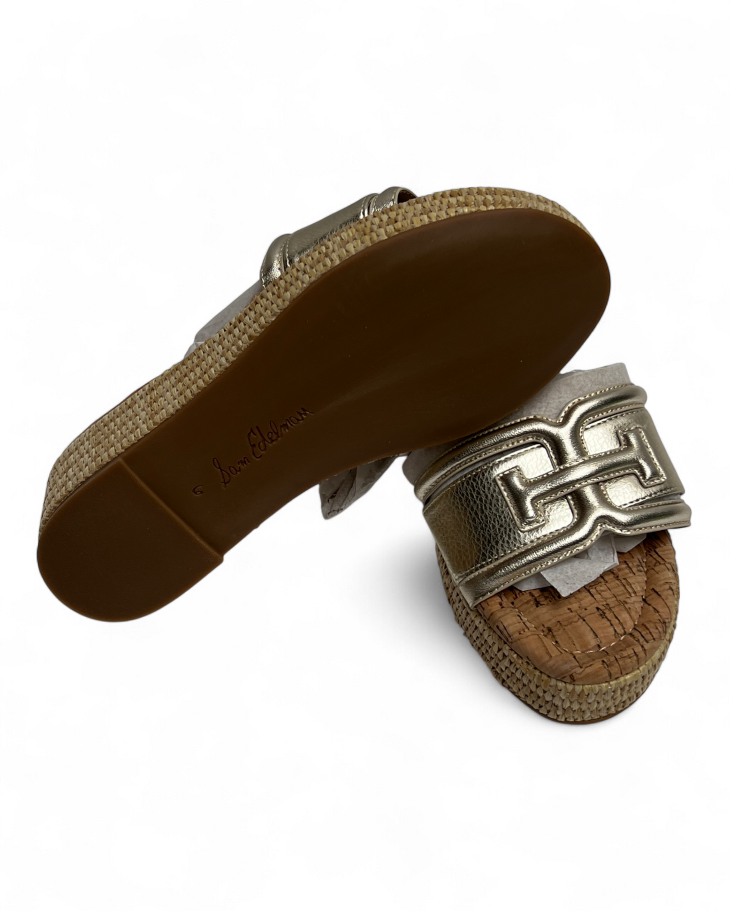 Sam Edelman Pauleena Espadrille Sandal - Metallic Silver Leather - Sz 6