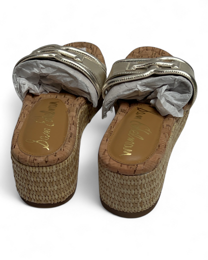 Sam Edelman Pauleena Espadrille Sandal - Metallic Silver Leather - Sz 6