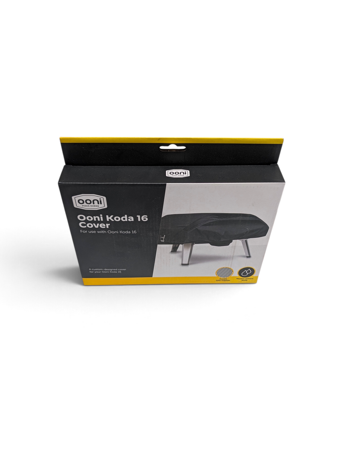 WT Outlets Ooni Koda 16 pizza oven cover in original black and yellow retail packaging