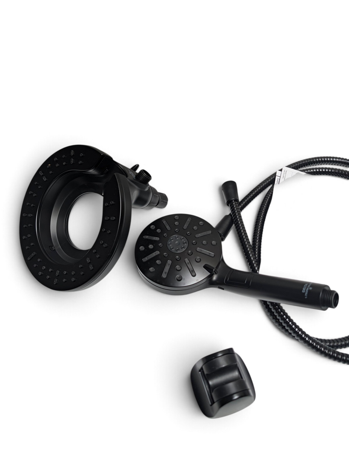 WT Outlets Delta In2ition 2-in-1 matte black shower head with removable handheld unit and flexible hose