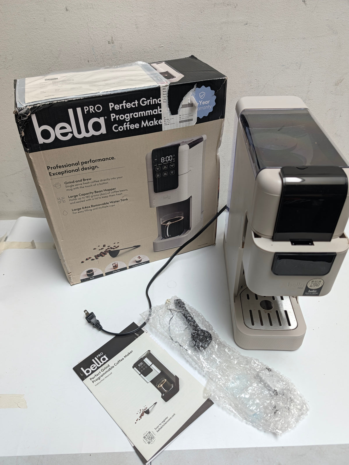 bella PRO Perfect Grind Single-Serve Coffee Maker with Grinder – Used