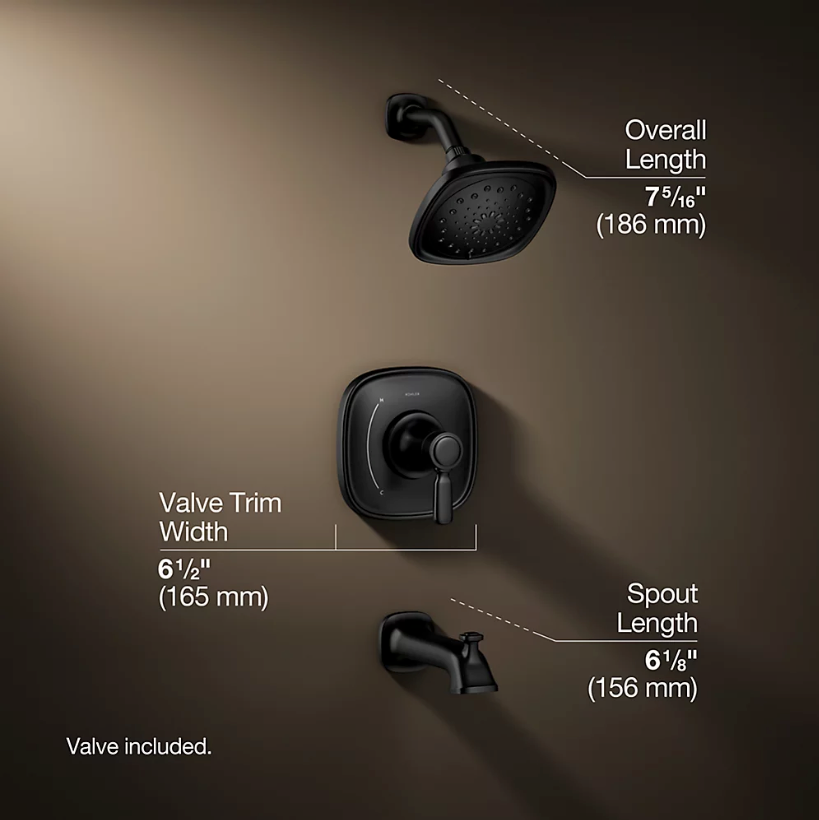 Kohler Terzet Bath/shower trim kit - Black